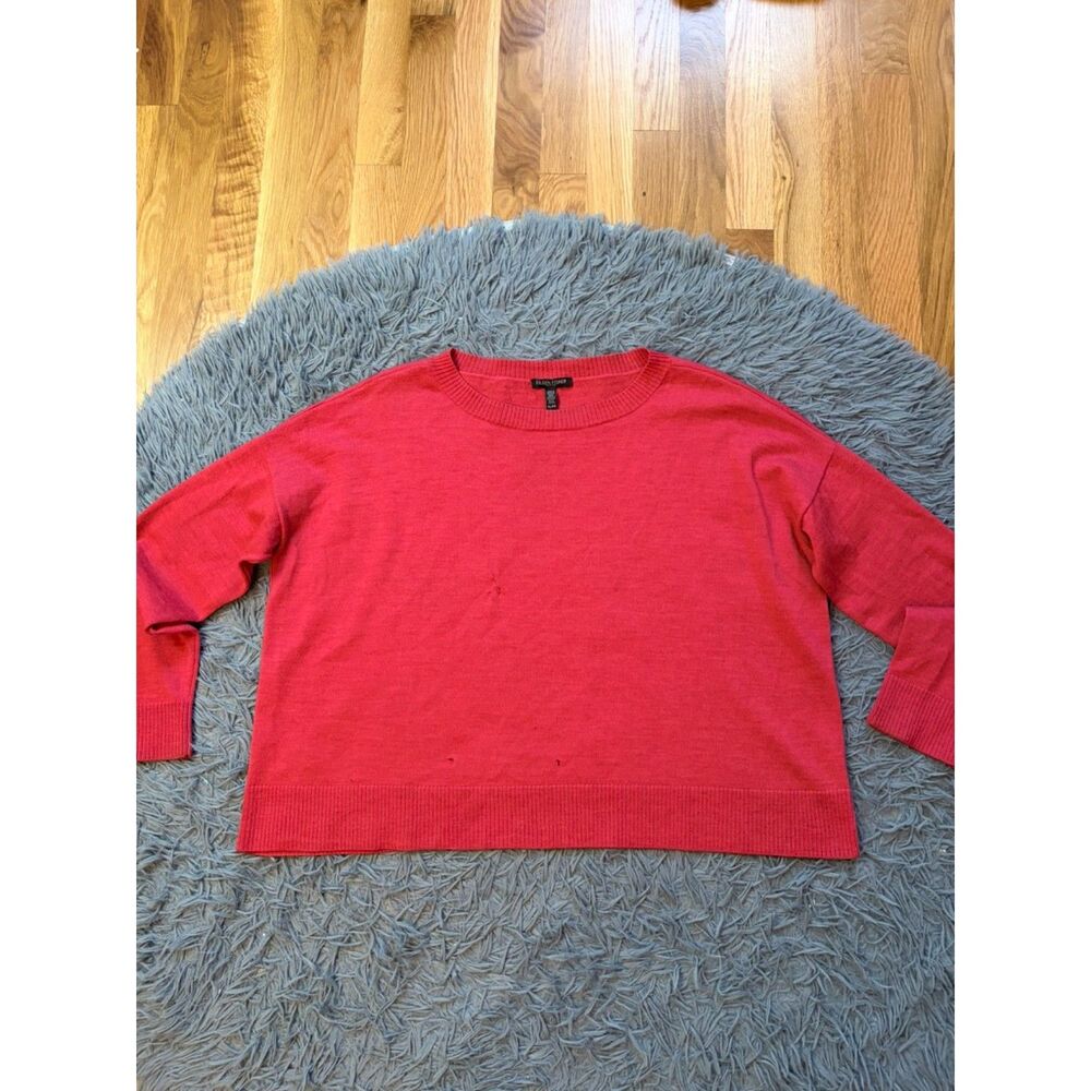 Eileen Fisher Muted Red Pink Boxy Oversized Merino Wool Sweater Size L P